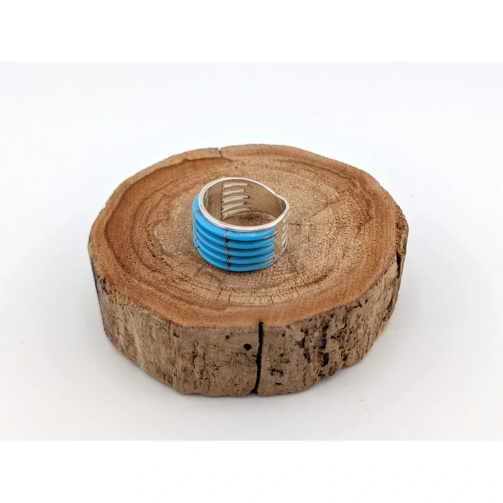 Zuni‎ Turquoise Ring Genuine Native American Handcrafted Jewelry Sz 7 ***